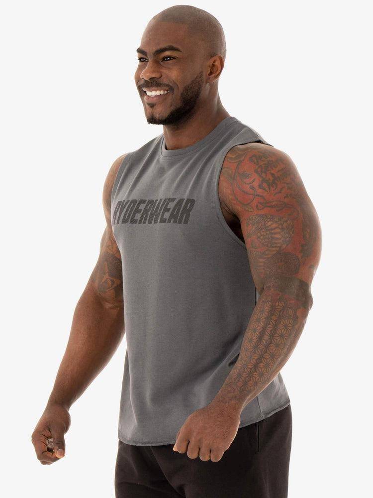 Ryderwear Men Tanks Flex Fleece Tank Men's Tanks Charcoal | CA3052DN