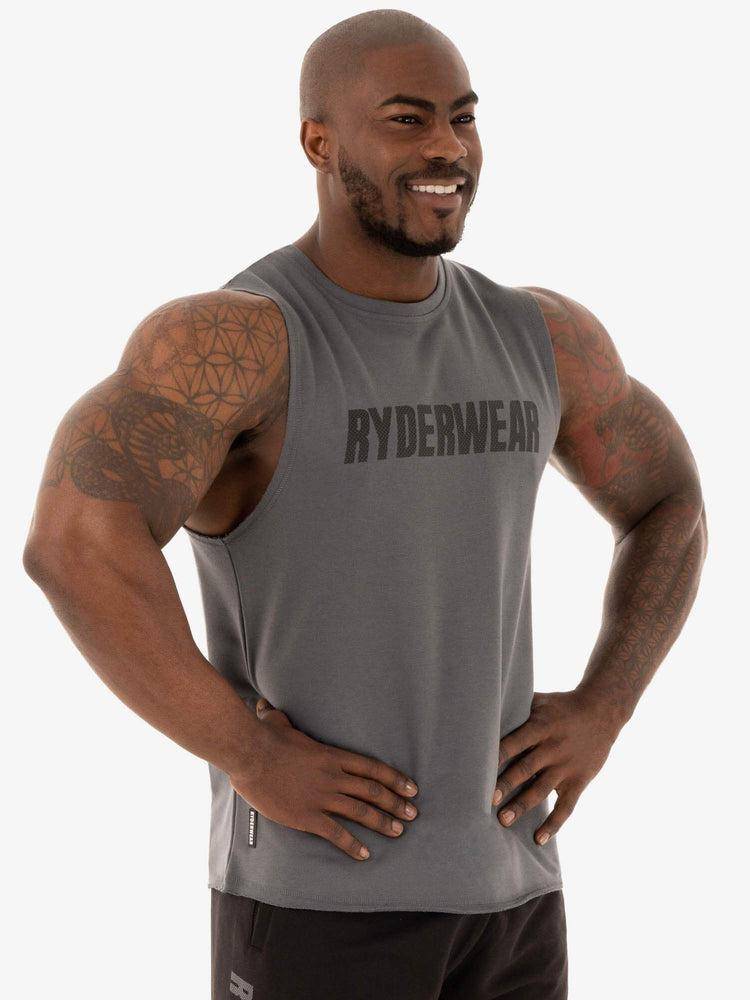 Ryderwear Men Tanks Flex Fleece Tank Men's Tanks Charcoal | CA3052DN