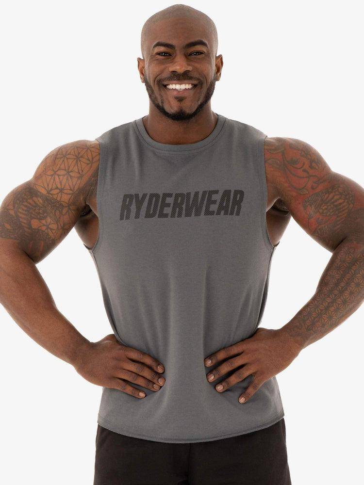 Ryderwear Men Tanks Flex Fleece Tank Men\'s Tanks Charcoal | CA3052DN