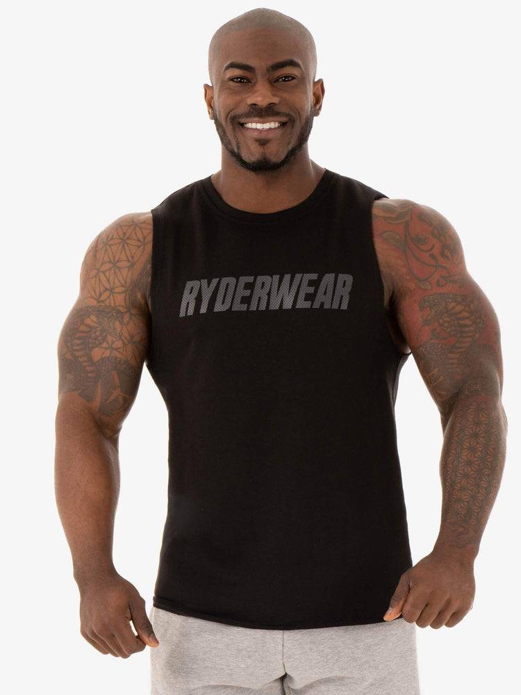 Ryderwear Men Tanks Flex Fleece Tank Men\'s Tanks Black | CA3053SO