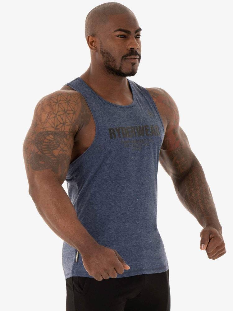 Ryderwear Men Tanks Focus Baller Tank Men's Tanks Navy Marl | CA3047JJ