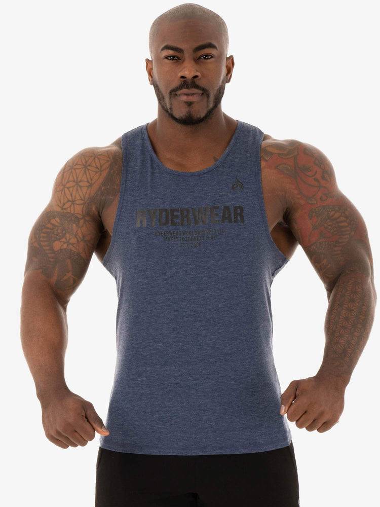 Ryderwear Men Tanks Focus Baller Tank Men\'s Tanks Navy Marl | CA3047JJ