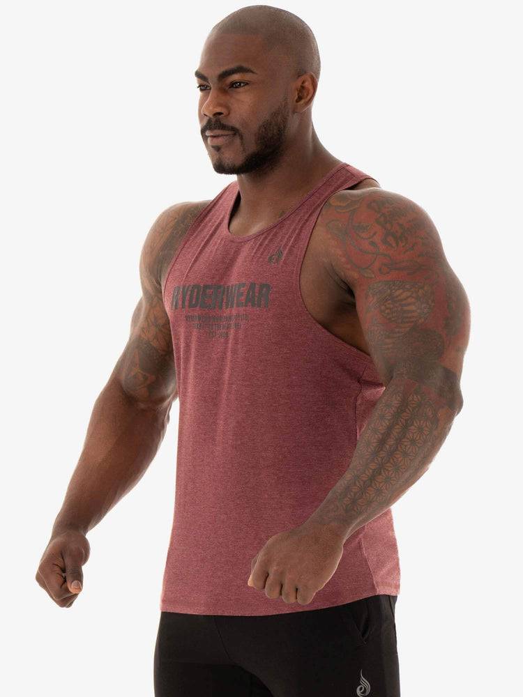 Ryderwear Men Tanks Focus Baller Tank Men's Tanks Burgundy Marl | CA3048HK