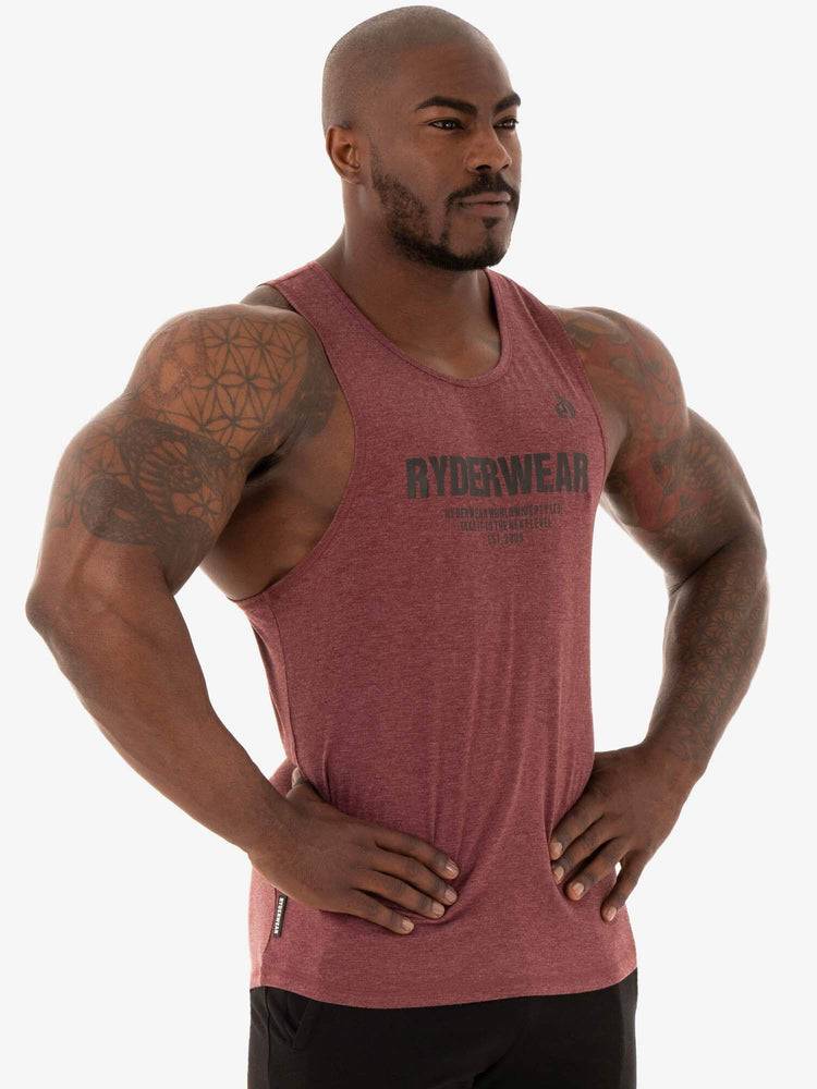 Ryderwear Men Tanks Focus Baller Tank Men's Tanks Burgundy Marl | CA3048HK