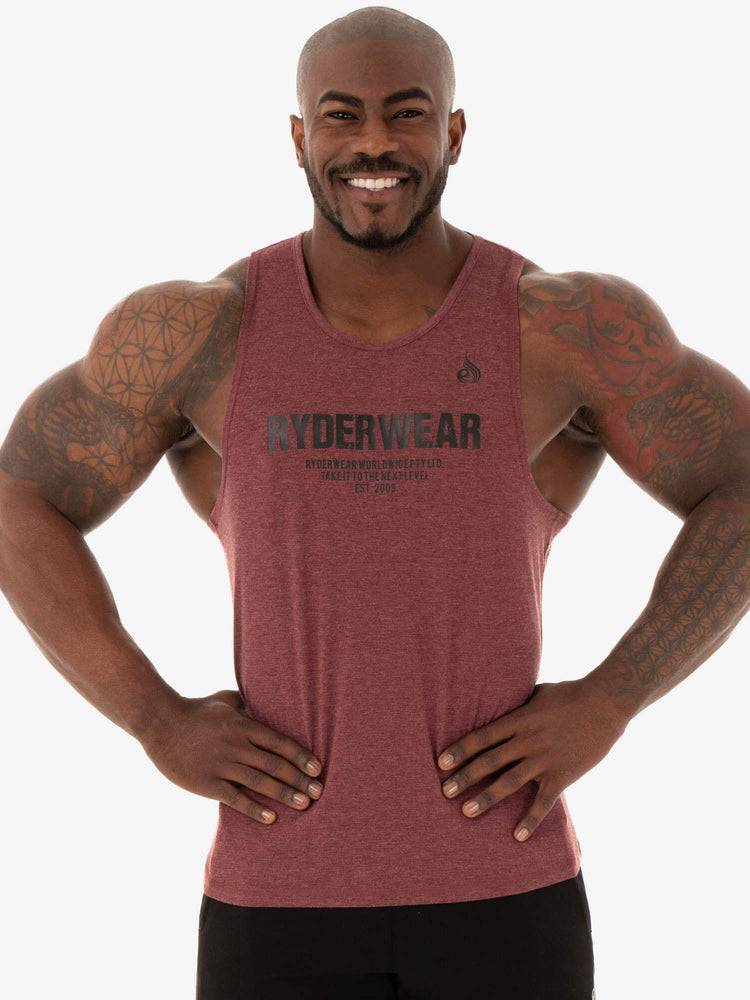 Ryderwear Men Tanks Focus Baller Tank Men\'s Tanks Burgundy Marl | CA3048HK