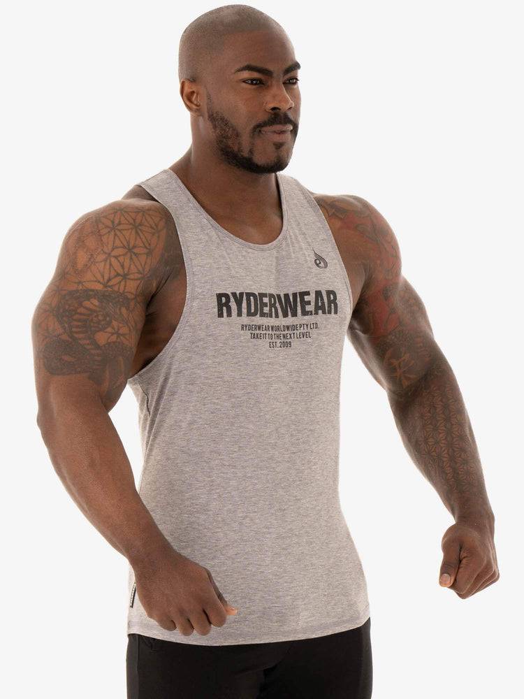 Ryderwear Men Tanks Focus Baller Tank Men's Tanks Grey Marl | CA3049HK