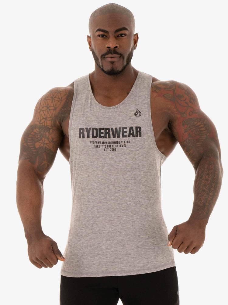 Ryderwear Men Tanks Focus Baller Tank Men\'s Tanks Grey Marl | CA3049HK