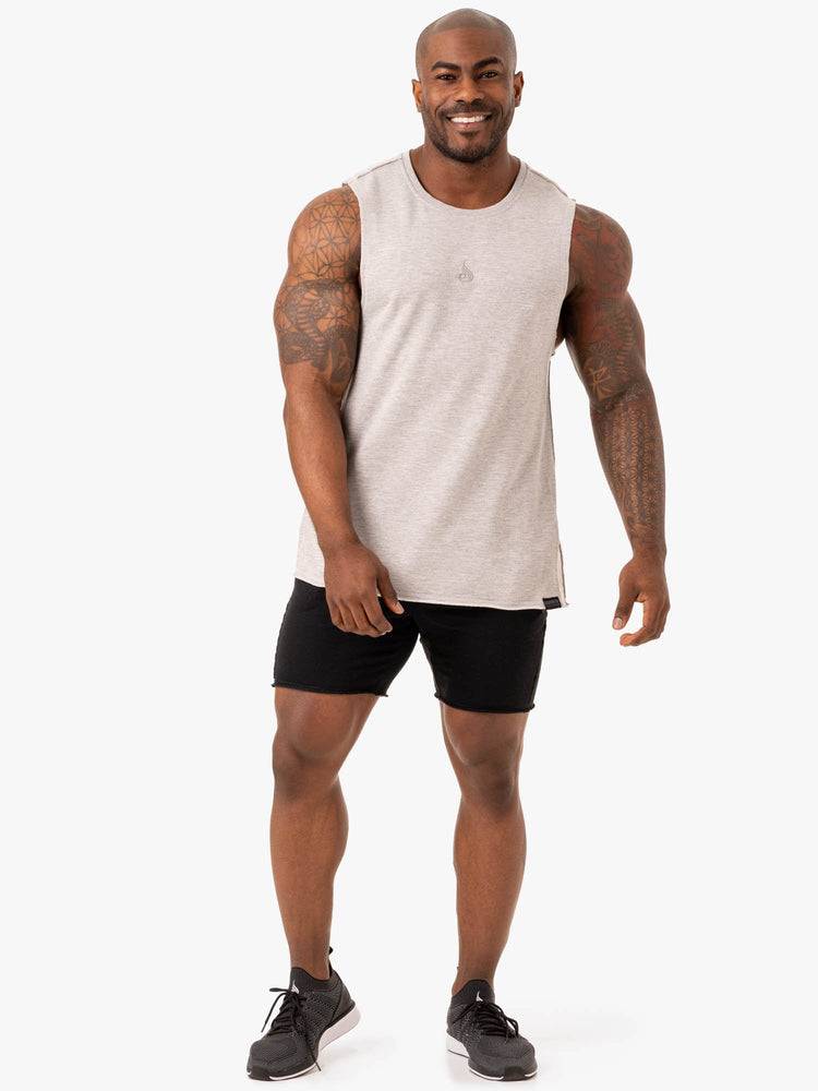 Ryderwear Men Tanks Force Fleece Tank Men's Tanks Grey Marl | CA3035EX