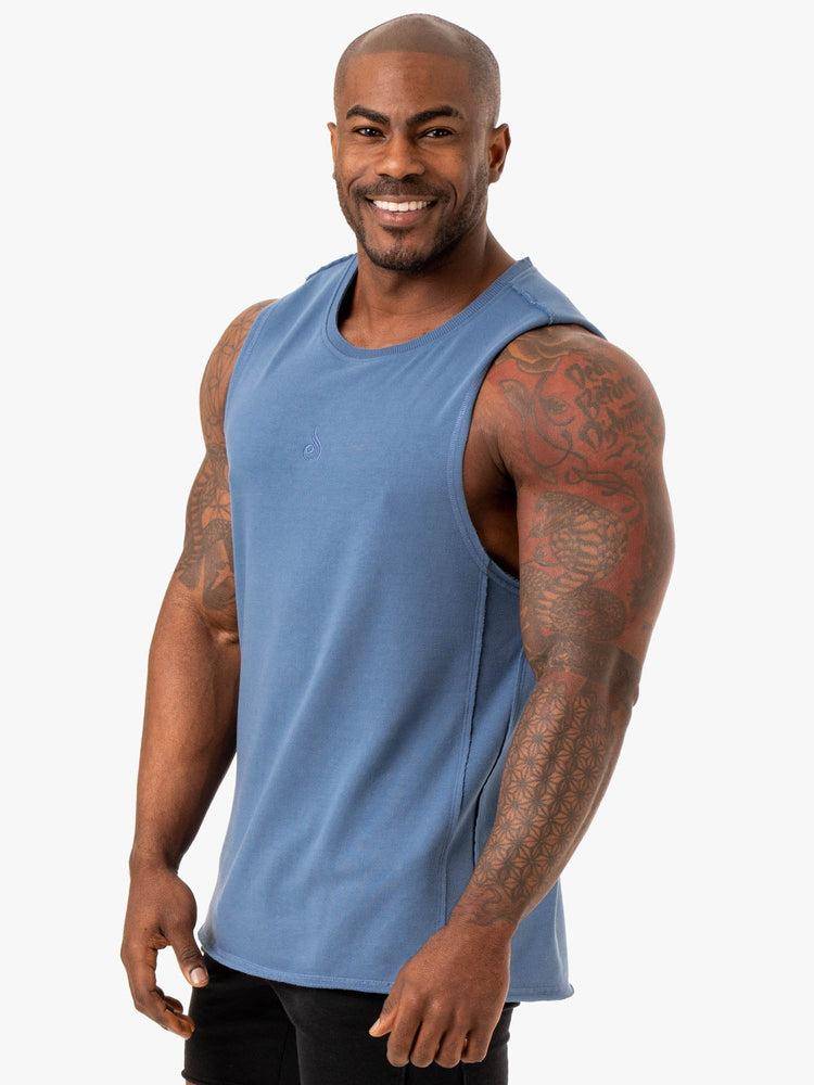 Ryderwear Men Tanks Force Fleece Tank Men's Tanks Blue | CA3037QZ