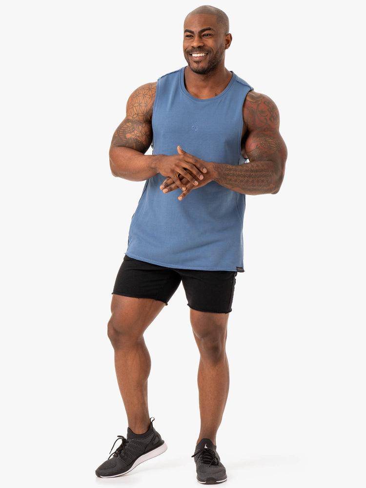 Ryderwear Men Tanks Force Fleece Tank Men's Tanks Blue | CA3037QZ