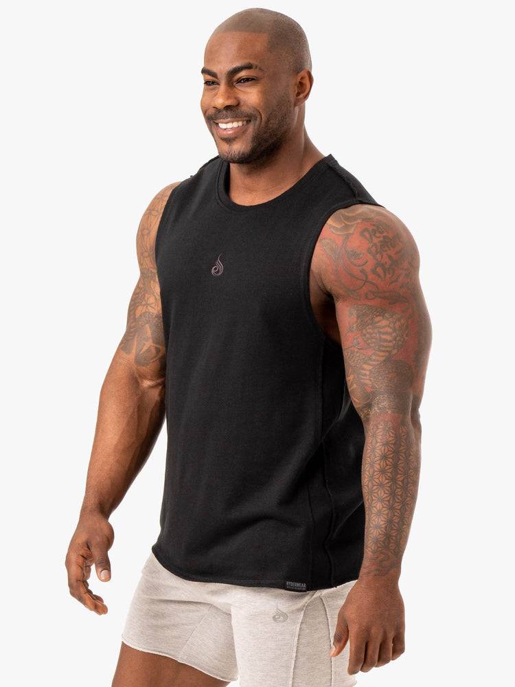 Ryderwear Men Tanks Force Fleece Tank Men's Tanks Black | CA3040BC