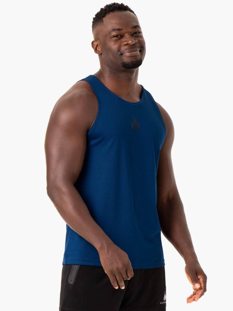 Ryderwear Men Tanks Heighten Mesh Regular Tank Men\'s Tanks Blue | CA3030IS