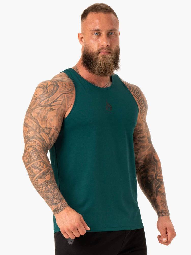 Ryderwear Men Tanks Heighten Mesh Regular Tank Men's Tanks Emerald | CA3031UT