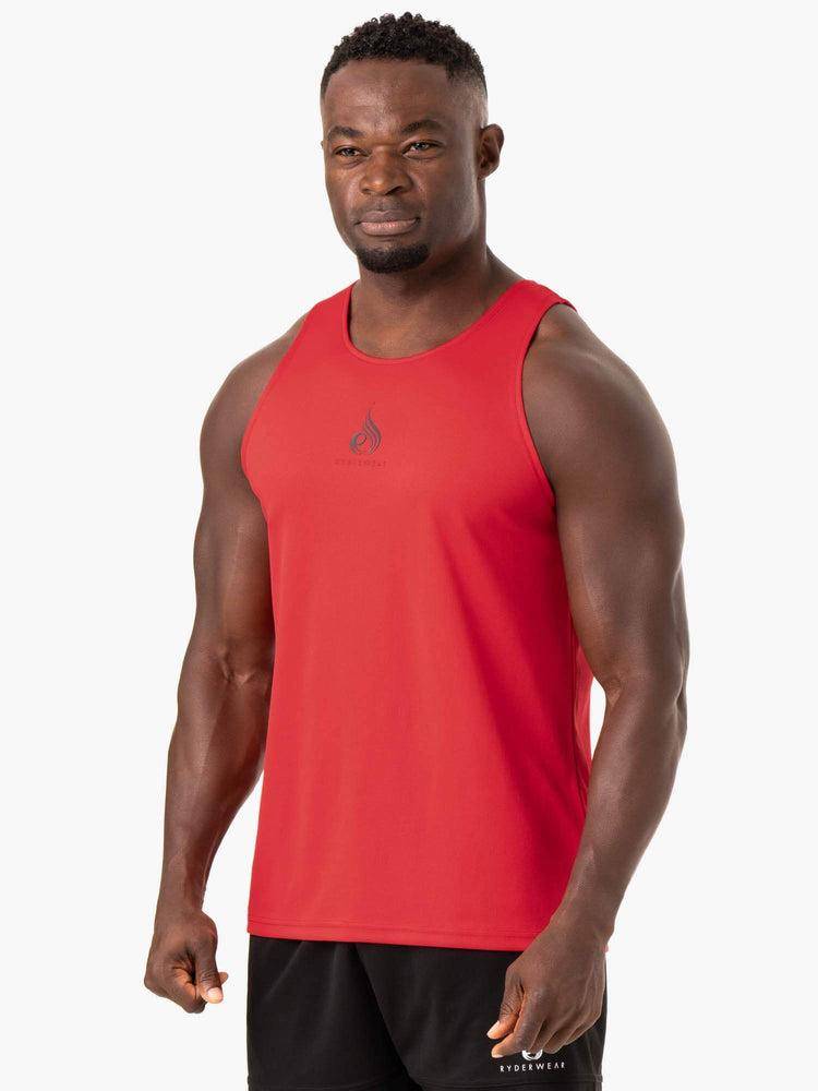 Ryderwear Men Tanks Heighten Mesh Regular Tank Men's Tanks Red | CA3032YU