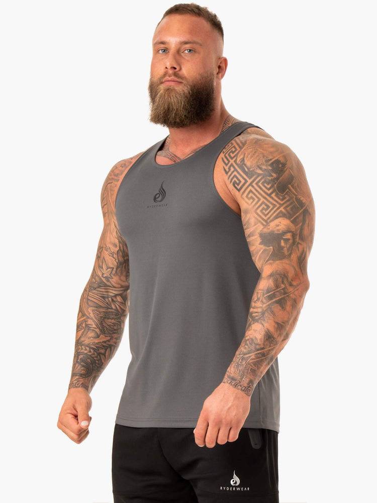 Ryderwear Men Tanks Heighten Mesh Regular Tank Men's Tanks Charcoal | CA3033TV