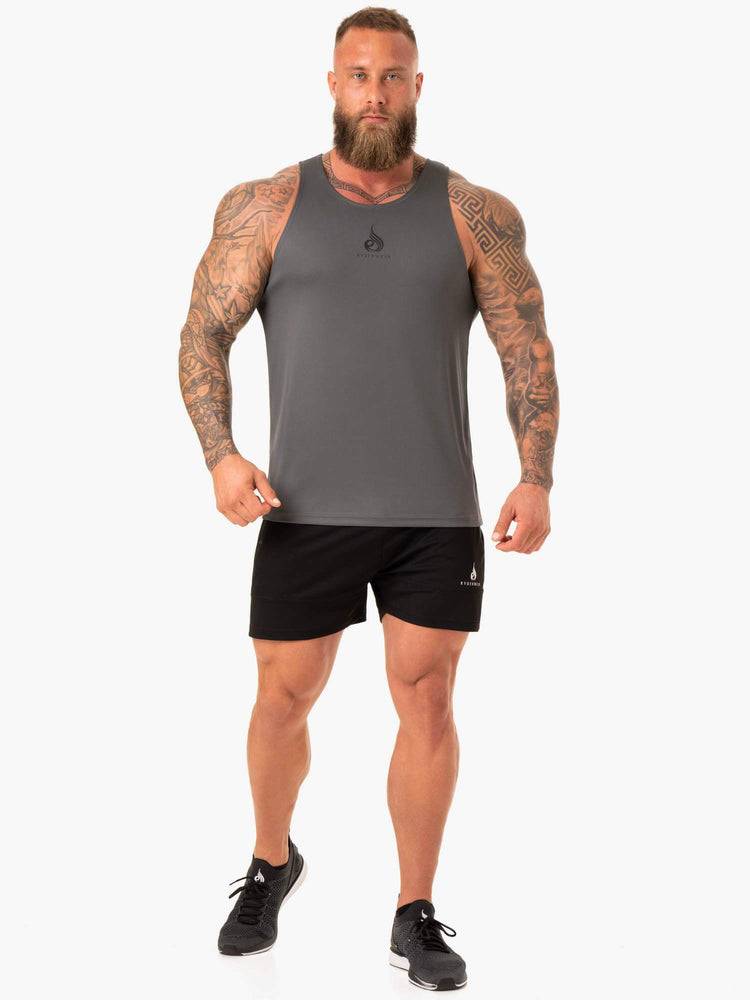 Ryderwear Men Tanks Heighten Mesh Regular Tank Men's Tanks Charcoal | CA3033TV