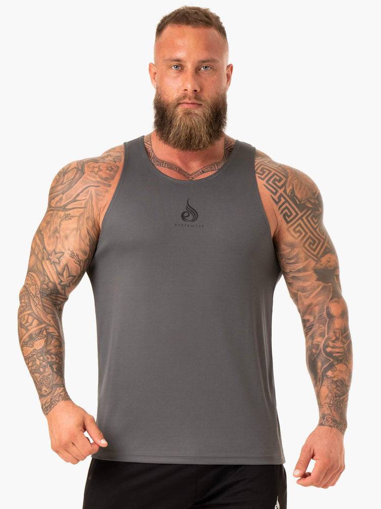 Ryderwear Men Tanks Heighten Mesh Regular Tank Men\'s Tanks Charcoal | CA3033TV