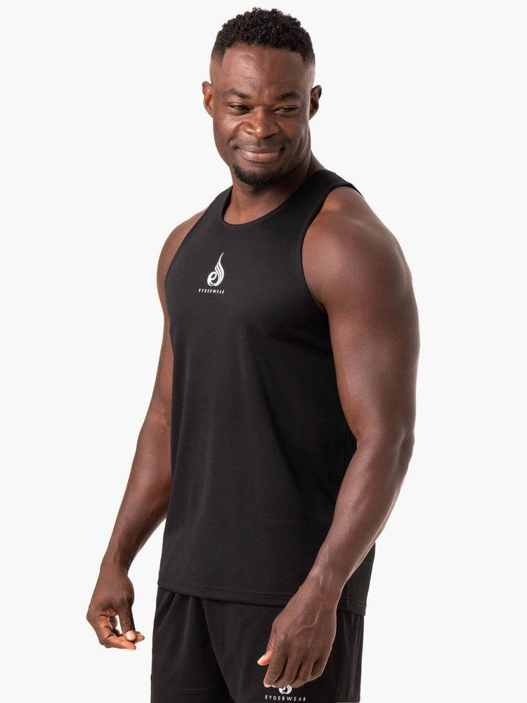 Ryderwear Men Tanks Heighten Mesh Regular Tank Men's Tanks Black | CA3034RW