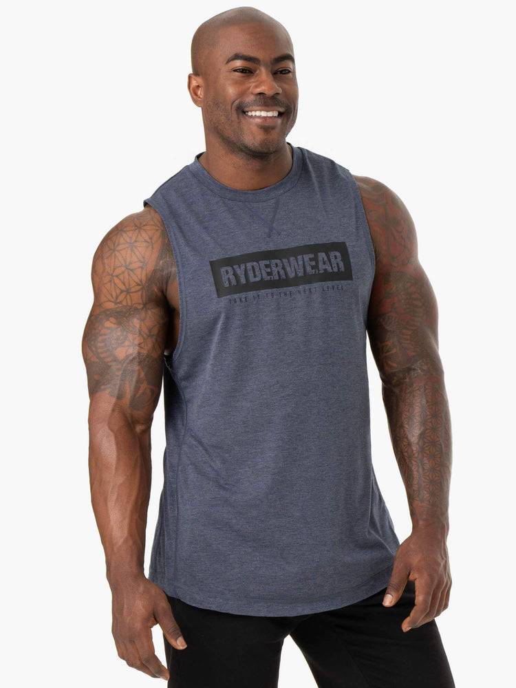 Ryderwear Men Tanks Iron Baller Tank Men's Tanks Navy Marl | CA3014BC