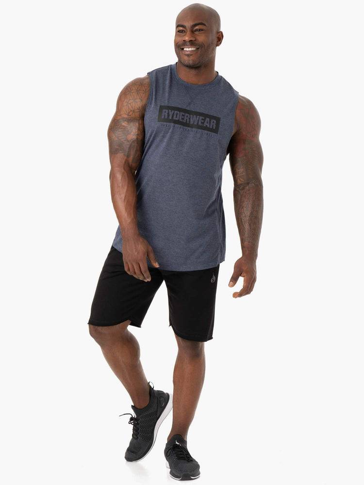 Ryderwear Men Tanks Iron Baller Tank Men's Tanks Navy Marl | CA3014BC