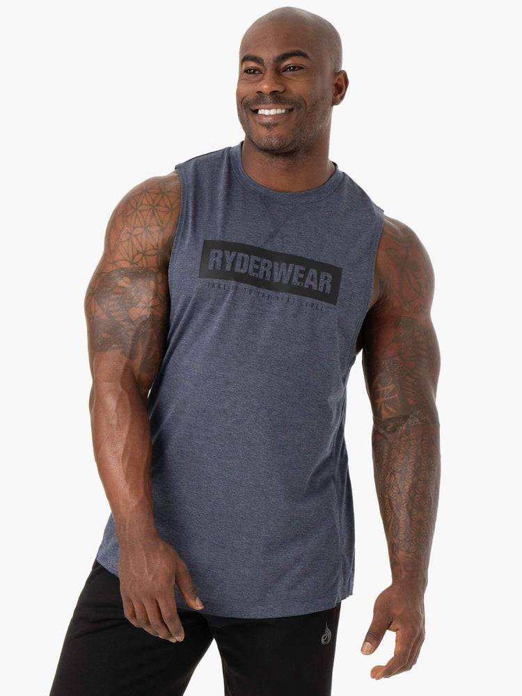 Ryderwear Men Tanks Iron Baller Tank Men\'s Tanks Navy Marl | CA3014BC