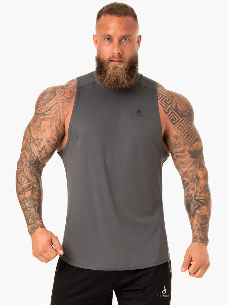 Ryderwear Men Tanks Lift Mesh Baller Tank Men's Tanks Charcoal | CA3010WY