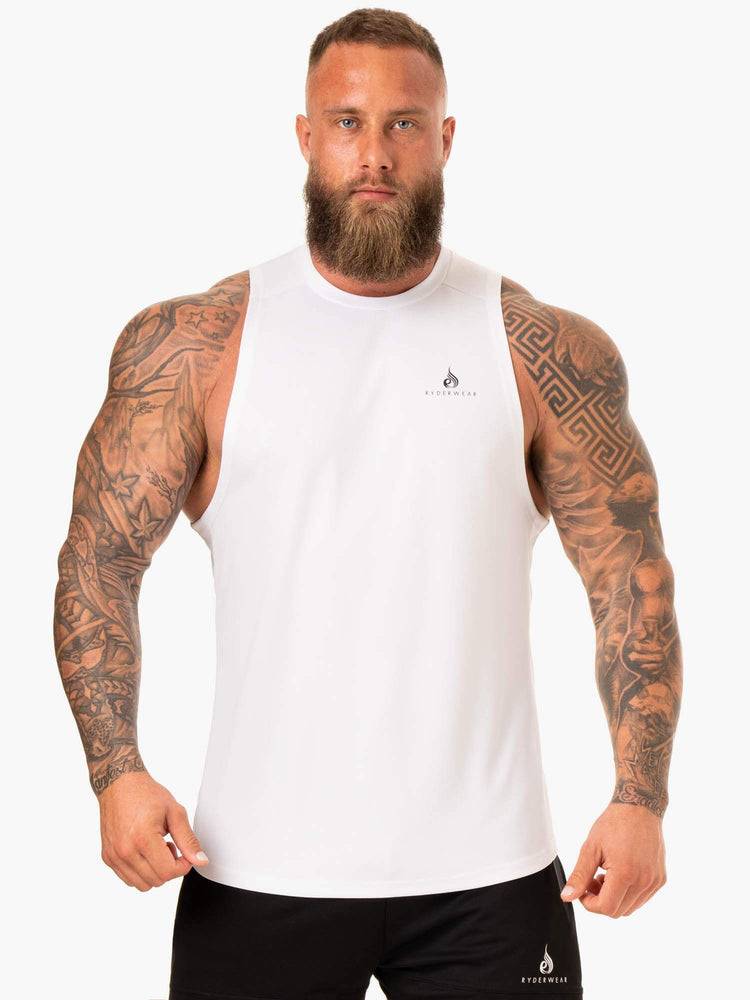 Ryderwear Men Tanks Lift Mesh Baller Tank Men's Tanks White | CA3011QZ