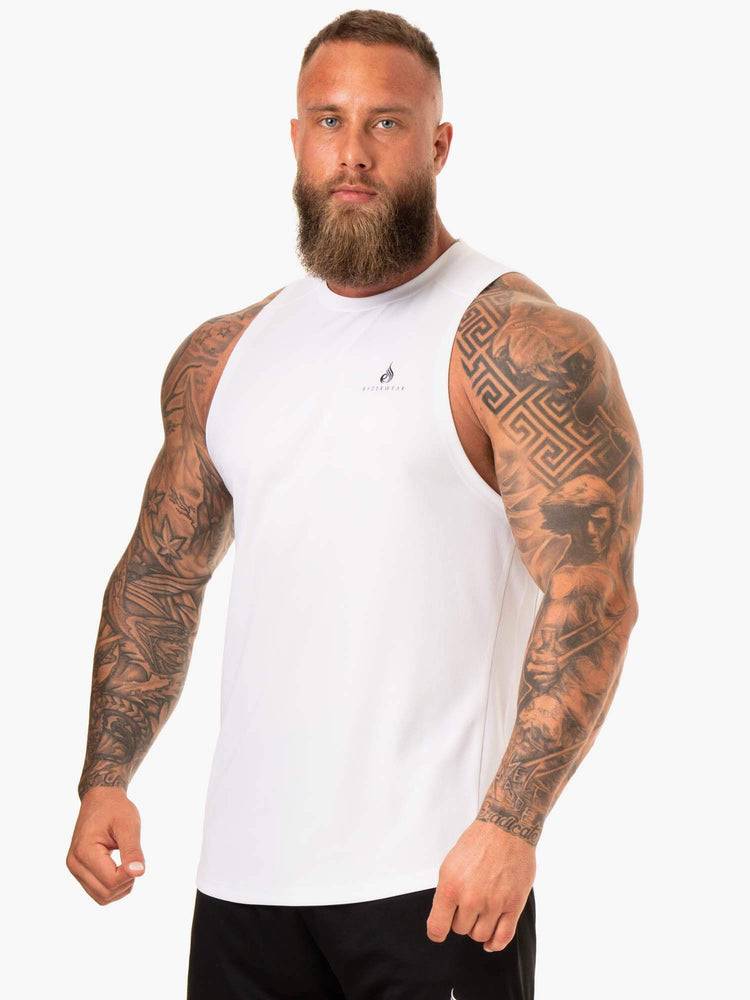 Ryderwear Men Tanks Lift Mesh Baller Tank Men\'s Tanks White | CA3011QZ