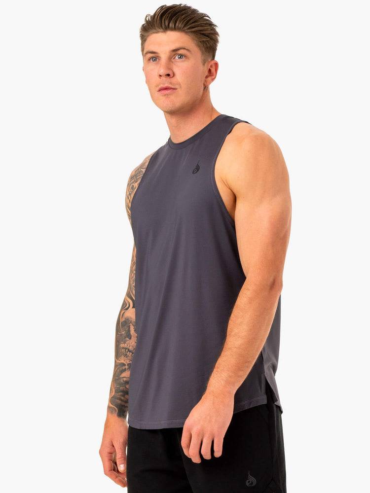 Ryderwear Men Tanks Optimal Mesh Tank Men's Tanks Charcoal | CA3000SO