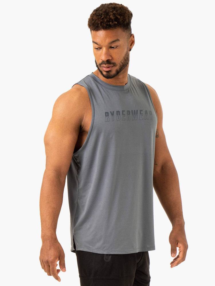 Ryderwear Men Tanks Overdrive Tank Men's Tanks Steel Blue | CA2994MA