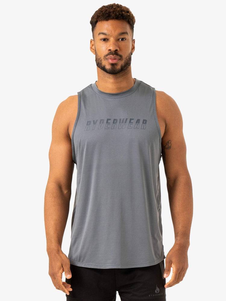 Ryderwear Men Tanks Overdrive Tank Men\'s Tanks Steel Blue | CA2994MA