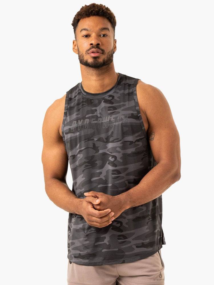 Ryderwear Men Tanks Overdrive Tank Men's Tanks Black Camo | CA2997GL