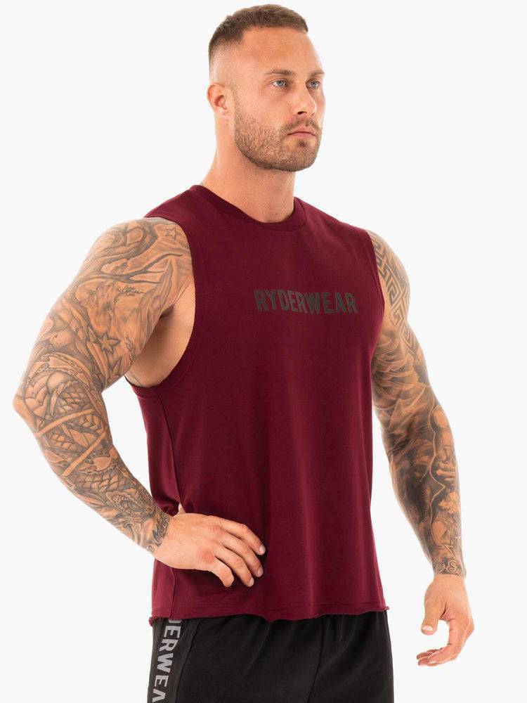 Ryderwear Men Tanks Performance Baller Tank Men's Tanks Burgundy | CA2992WY