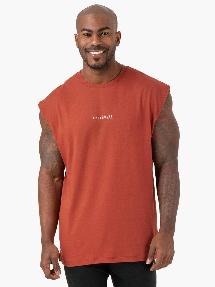 Ryderwear Men Tanks Pursuit Wide Cut Tank Men\'s Tanks Red Clay | CA2984PQ