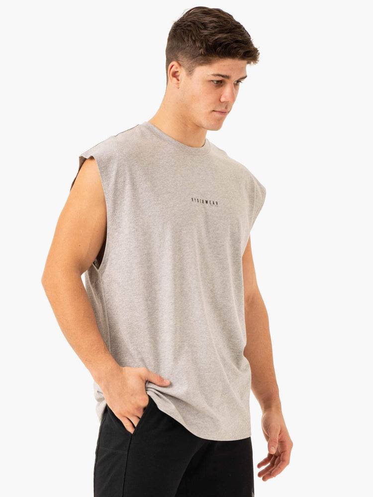 Ryderwear Men Tanks Pursuit Wide Cut Tank Men's Tanks Light Grey Marl | CA2985OR