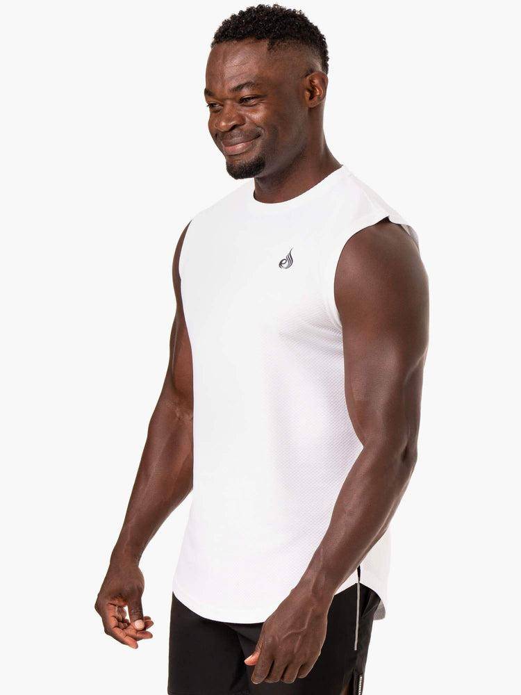 Ryderwear Men Tanks Reflex Mesh Baller Tank Men's Tanks White | CA2980FM