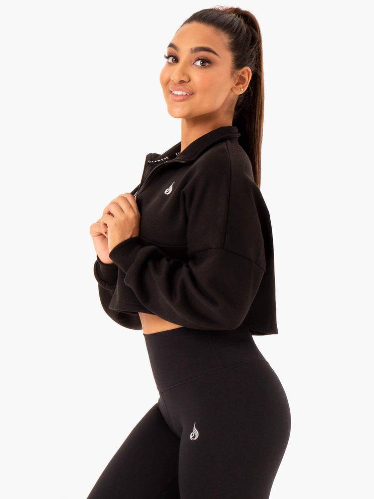 Ryderwear Women Hoodie Base Half Zip Jumper Women's Hoodie Black | CA2467GL