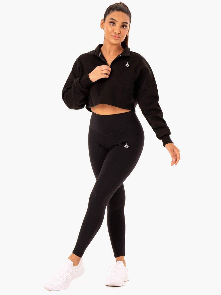 Ryderwear Women Hoodie Base Half Zip Jumper Women's Hoodie Black | CA2467GL