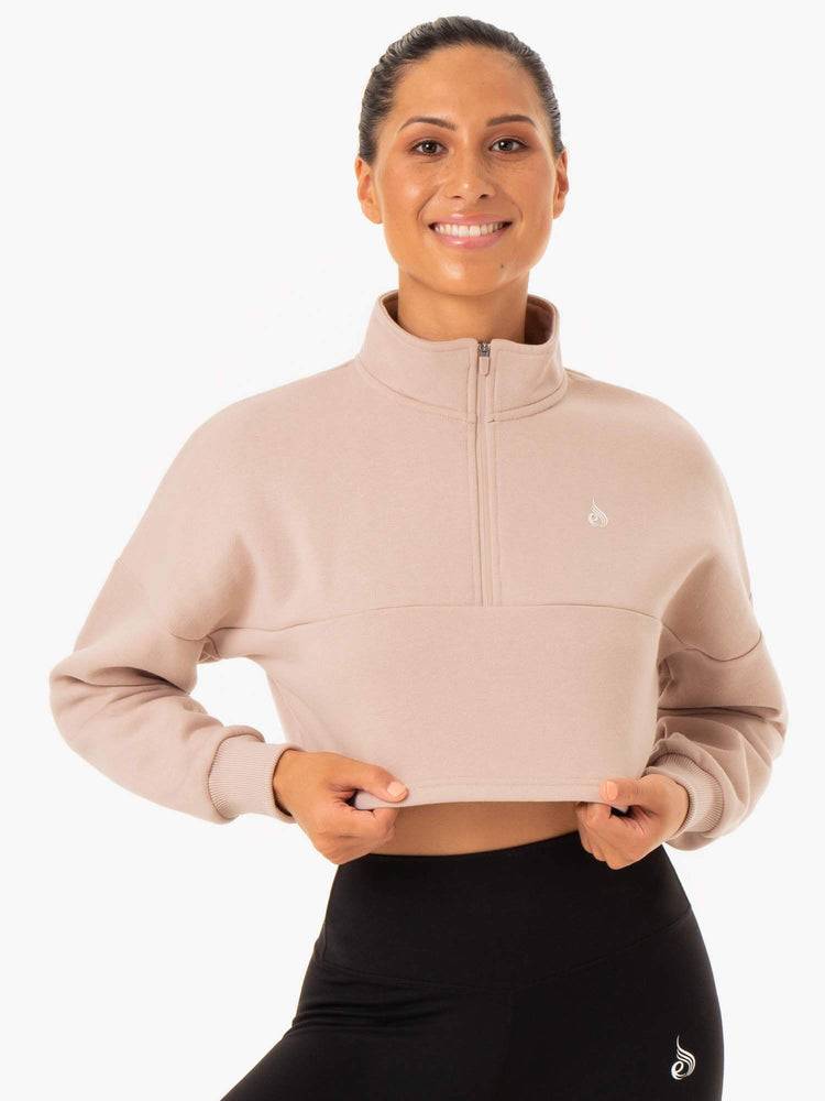 Ryderwear Women Hoodie Base Half Zip Jumper Women's Hoodie Mushroom | CA2474IS