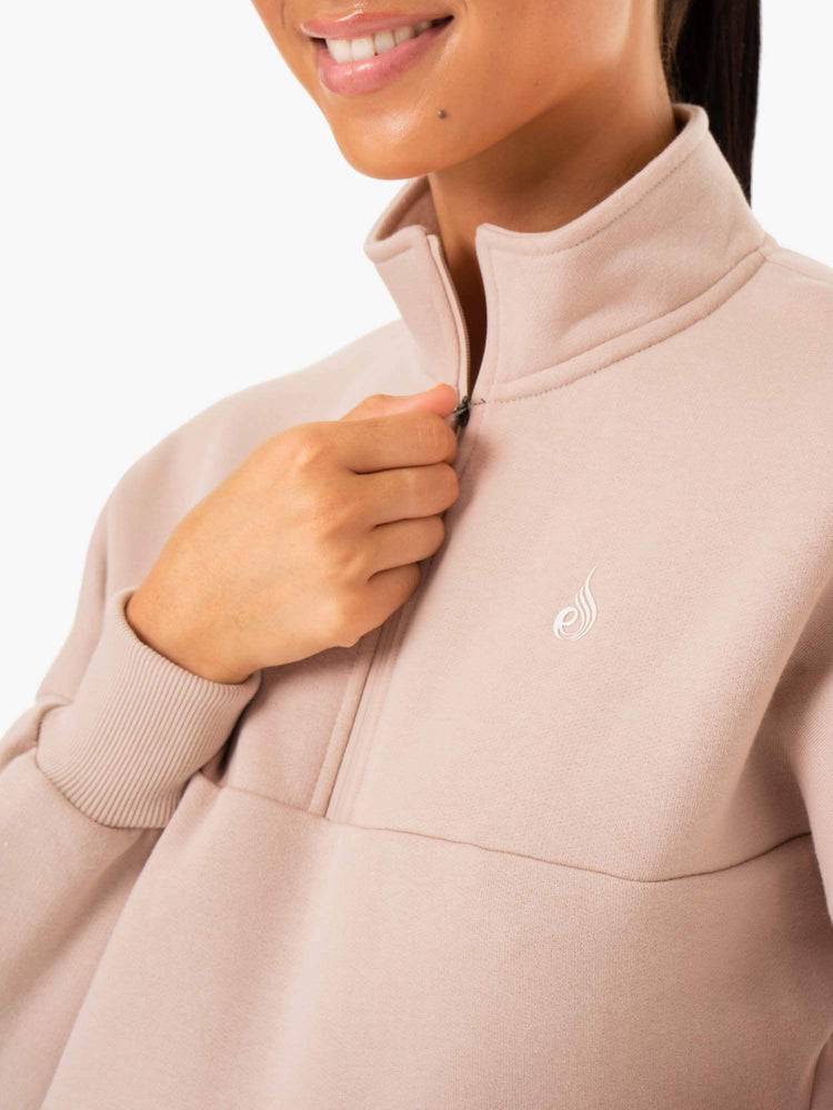 Ryderwear Women Hoodie Base Half Zip Jumper Women's Hoodie Mushroom | CA2474IS