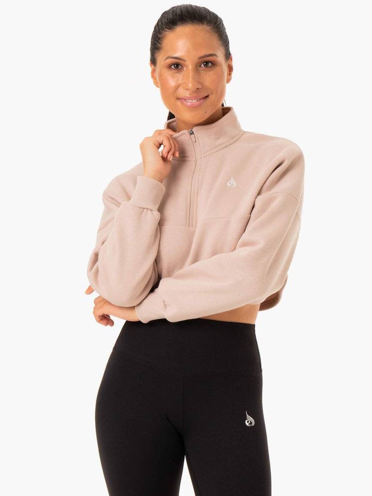 Ryderwear Women Hoodie Base Half Zip Jumper Women's Hoodie Mushroom | CA2474IS