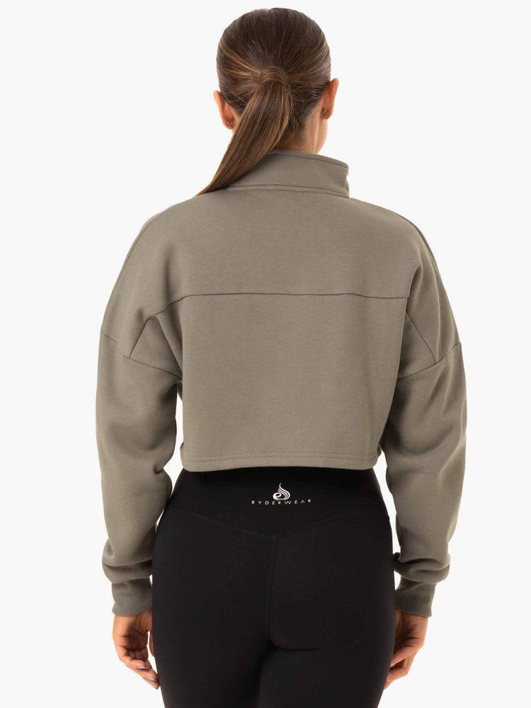 Ryderwear Women Hoodie Base Half Zip Jumper Women's Hoodie Khaki | CA2502YU