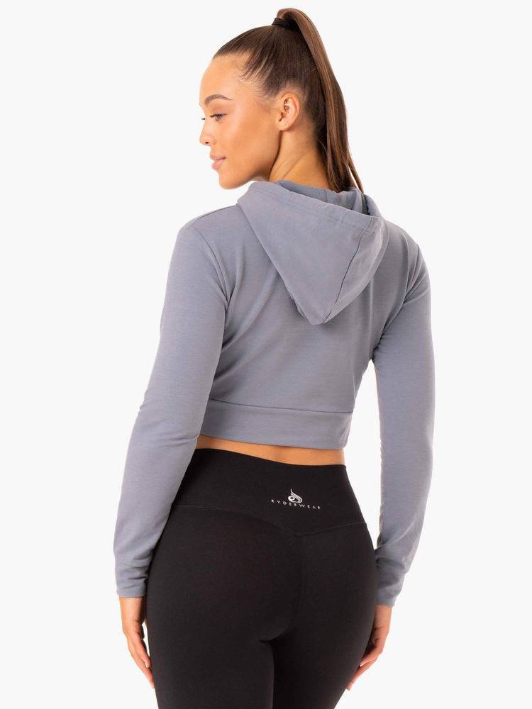 Ryderwear Women Hoodie Hybrid Fitted Women's Hoodie Steel Blue | CA2466HK