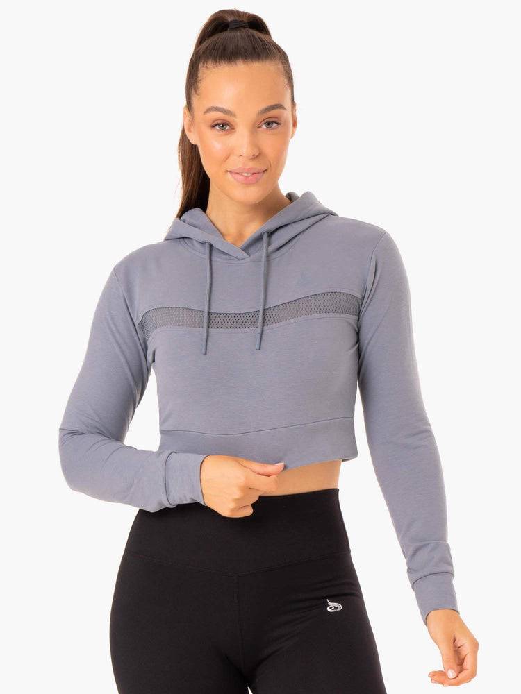 Ryderwear Women Hoodie Hybrid Fitted Women\'s Hoodie Steel Blue | CA2466HK