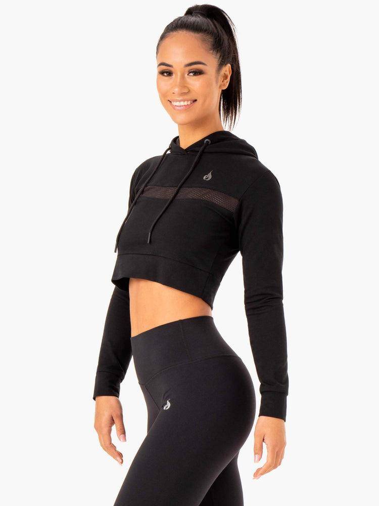 Ryderwear Women Hoodie Hybrid Fitted Women's Hoodie Black | CA2470SO