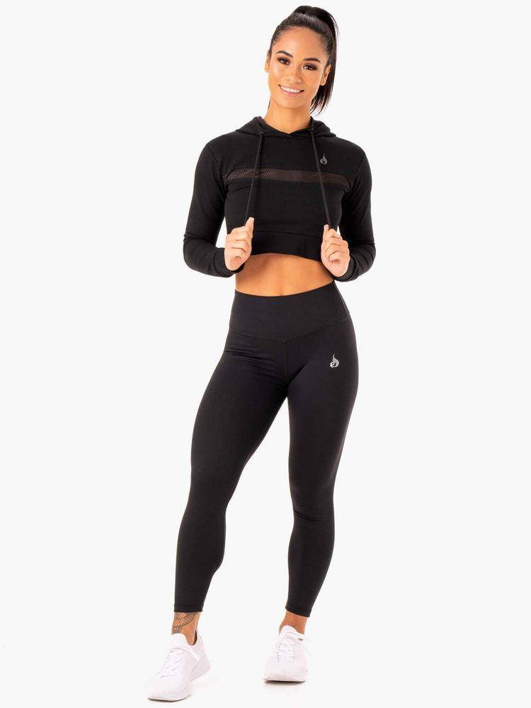 Ryderwear Women Hoodie Hybrid Fitted Women's Hoodie Black | CA2470SO