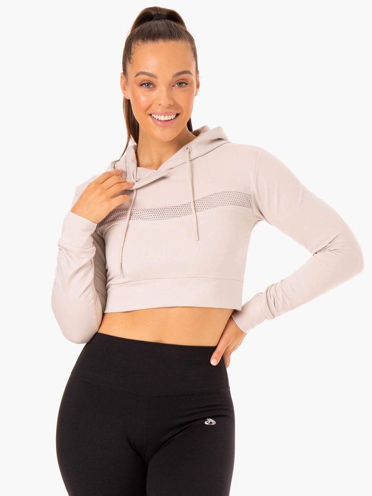 Ryderwear Women Hoodie Hybrid Fitted Women's Hoodie Ivory | CA2471AP