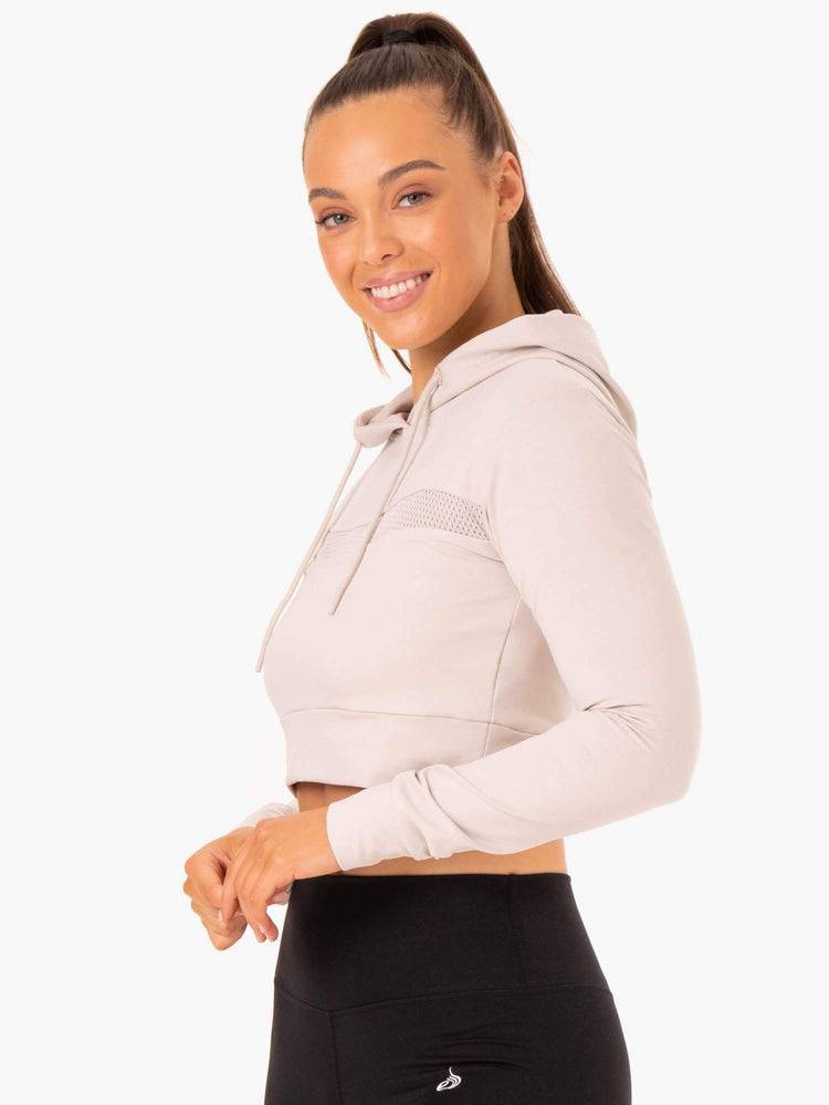 Ryderwear Women Hoodie Hybrid Fitted Women's Hoodie Ivory | CA2471AP