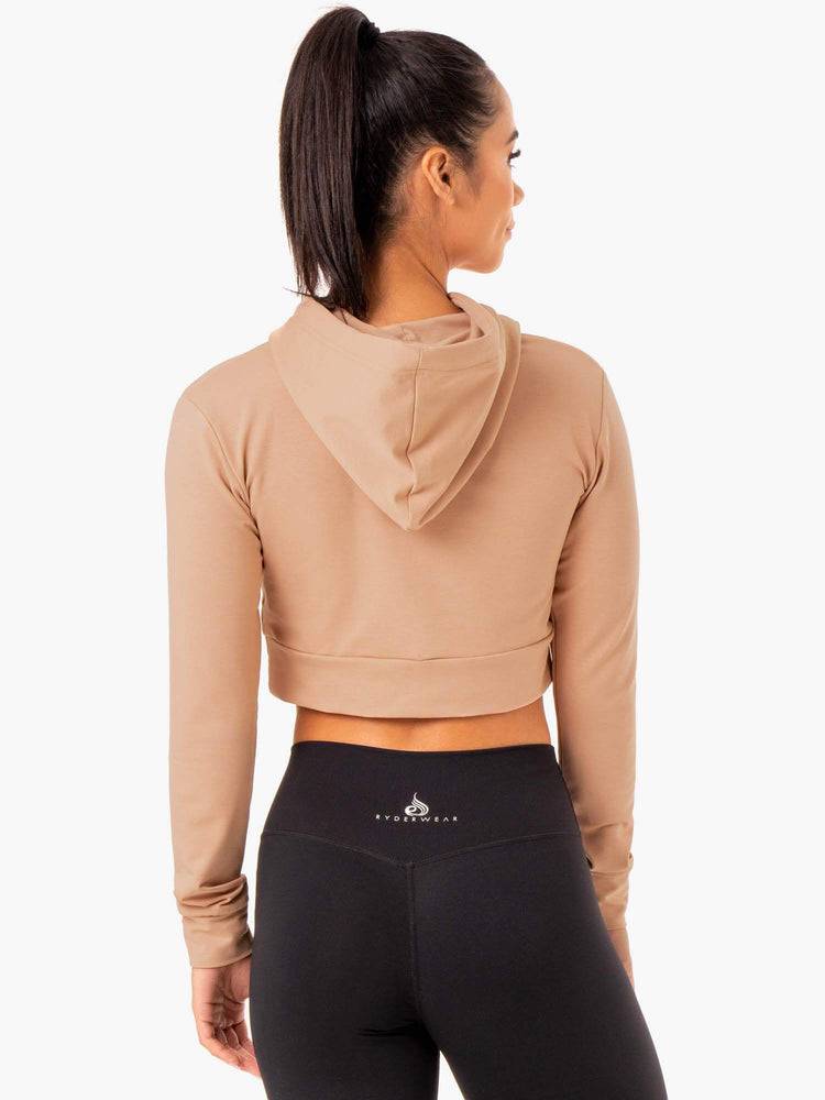 Ryderwear Women Hoodie Hybrid Fitted Women's Hoodie Tan | CA2473OR