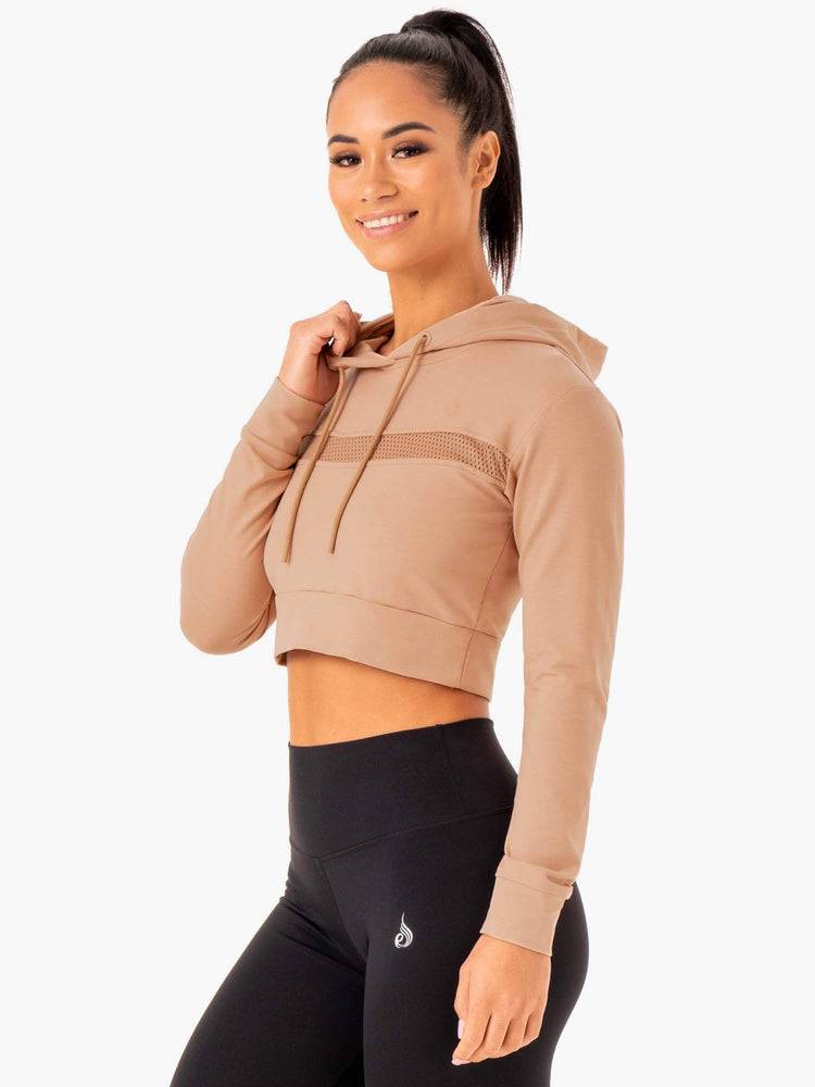 Ryderwear Women Hoodie Hybrid Fitted Women's Hoodie Tan | CA2473OR